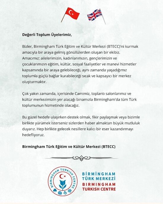Birmingham’da Türk Eğitim Ve Kültür Merkezi
