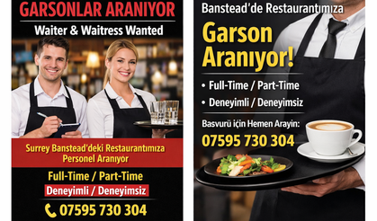 Surrey Banstead’te Restorana Garsonlar Aranıyor